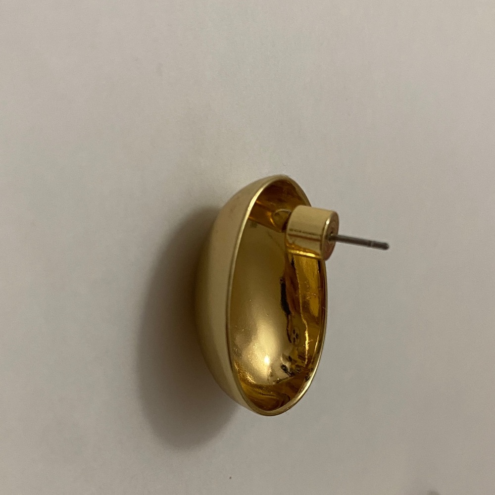 Mango Shiny Gold Tone Round Oval Volume Earrings - Picture 6 of 6